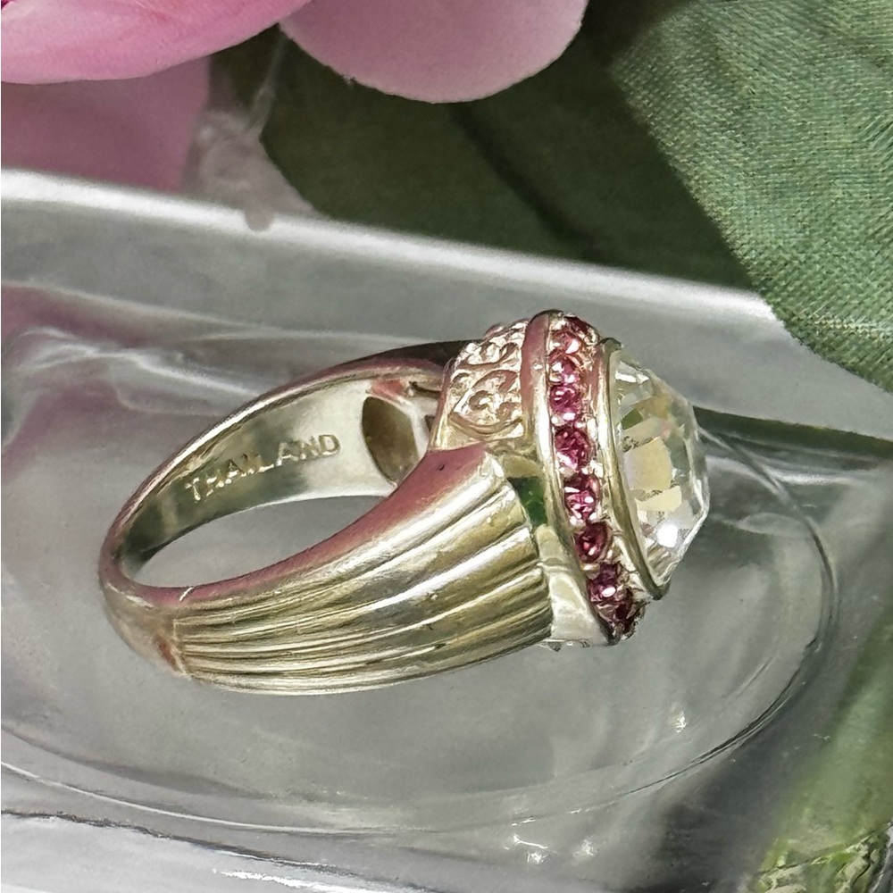 Ruby Cluster Cocktail Ring, Sterling Silver & Cub… - image 5